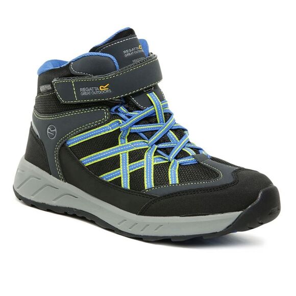 Regatta Samaris Mid Junior Walking Boot, Stivali da Escursionismo Alti Unisex-Bambini, (Pepper/Lime Zest 347), 12 EU